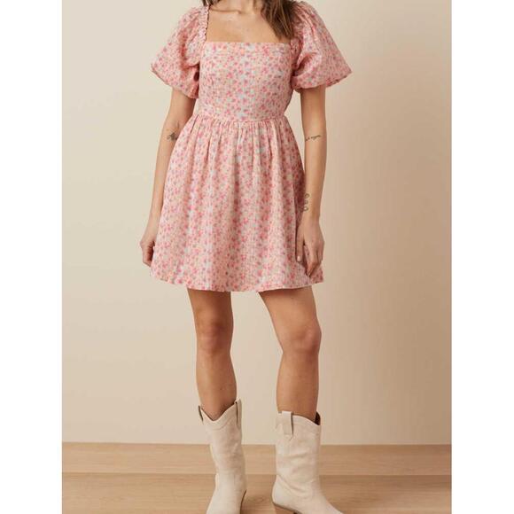 American Eagle By Payless Dresses & Skirts - American Eagle Dress Medium Pink Floral Babydoll Puff Sleeve‎ CottageCore